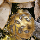 Pendente Ornamento de Vidro Soprado Bola dourada 10cm