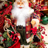 Papai Noel Xadrez vermelho e verde 45cm