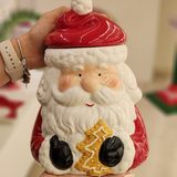 Pote decorativo com tampa Noel Vermelho 25cm