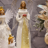 Anjo em resina com Luz branco e dourado 56cm