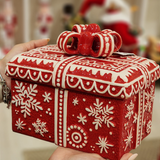 Pote decorativo com tampa caixa de presente 21cm