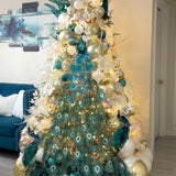 Árvore Real Pavão Turquesa & Dourado Luxo 1,80m