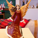 Anjo em resina Luxuosa vermelha 24cm