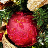 Pendente ornamento vidro soprado bola vermelha 10cm