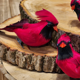 Trio de pássaros vermelhos 18cm