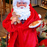 Papai Noel colecionável pijama vermelho com roupão 45cm