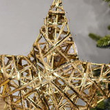Ponteira estrela aramada dourada 25cm