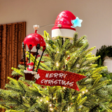 Ponteira para árvore com balão do Papai Noel com movimento luz e som