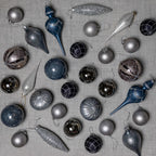 Conjunto de enfeites de vidro Winter Wonderland com 15 peças (azul e cinza)