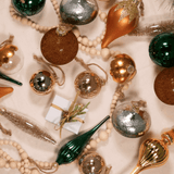 Conjunto de enfeites de vidro natural com 30 peças (laranja queimado, verde) edição limitada