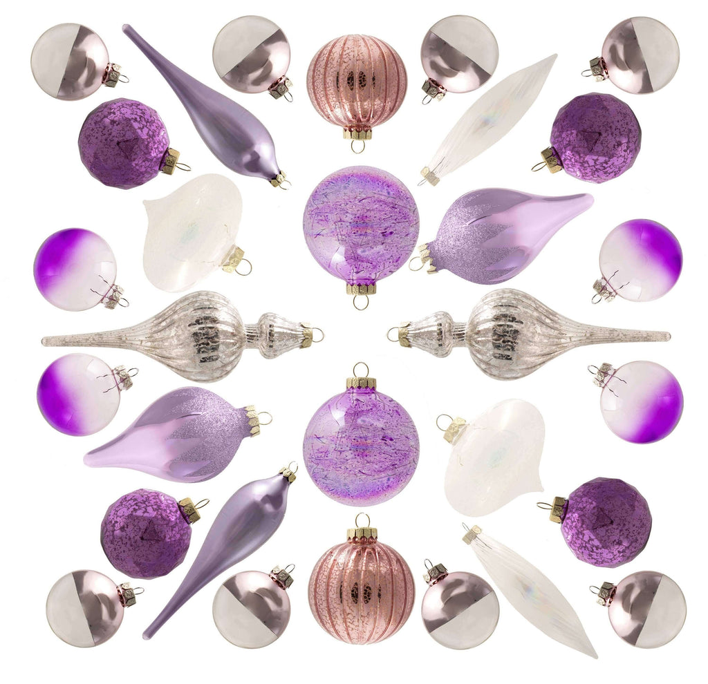 Conjunto de enfeites de vidro Sweet com 30 peças (rosa - roxo) edição limitada