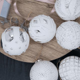 Conjunto de enfeites de vidro branco envelhecido (pacote com 6)