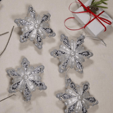 Enfeite de vidro em forma de floco de neve (pacote com 4)