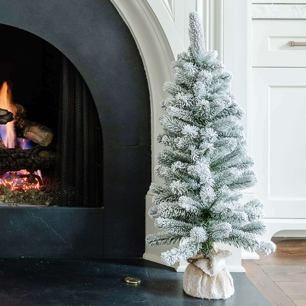 Árvore de Natal artificial de mesa King Flock® de 3 pés sem iluminação