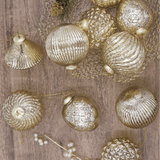 Conjunto de enfeites de vidro com detalhes dourados (pacote com 12)