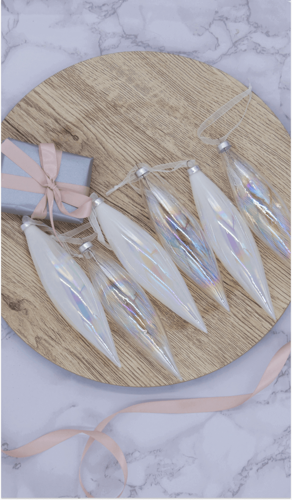 Conjunto de enfeites de vidro esférico (pacote com 6)