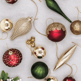 Conjunto de enfeites de vidro com 15 peças de visco (vermelho e verde)