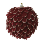 Bola Decorada Pinha Vermelha 10cm