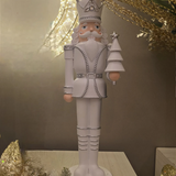 Soldado de chumbo em resina branco e prata 40cm