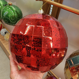 Bola decorada disco texturizada vermelha 20cm