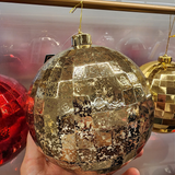 Bola decorada disco texturizada champanhe 15cm