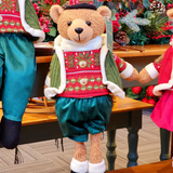 Urso menino com cartola e suéter verde 56cm