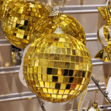 Bola Decorada Espelhada Dourada 4 unidades 10cm