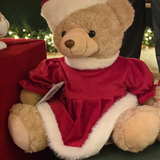 Urso com gorro vermelho e branco 25cm