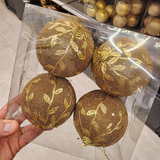 Bola trabalhada com folhas de ouro 10cm 4 unidades