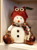 Boneco de neve com touca de Coruja 30cm