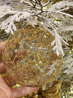 Pendente ornamento vidro soprado bola dourada 10cm