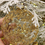 Pendente ornamento vidro soprado bola dourada 10cm