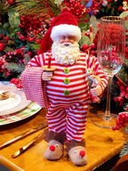 Papai Noel colecionável de pijama 28cm