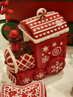 Pote decorativo com tampa trenzinho 22cm