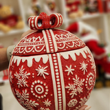 Pote decorativo com tampa bola vermelha 23cm