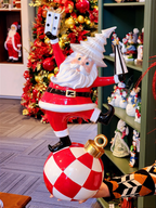 Papai Noel de luxo em resina vermelha 44cm