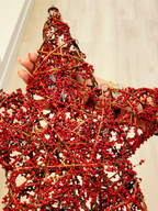 Estrela Ponteira aramada Micro Berry vermelha 40cm
