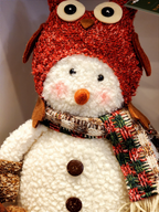 Boneco de neve com touca de Coruja 30cm