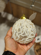 Bola Decorada Branca 10cm 3 unidades