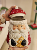 Pote decorativo com tampa Noel Vermelho 25cm