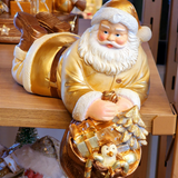 Papai Noel com presentes dourado e branco 14cm