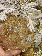 Pendente ornamento vidro soprado bola dourada 10cm