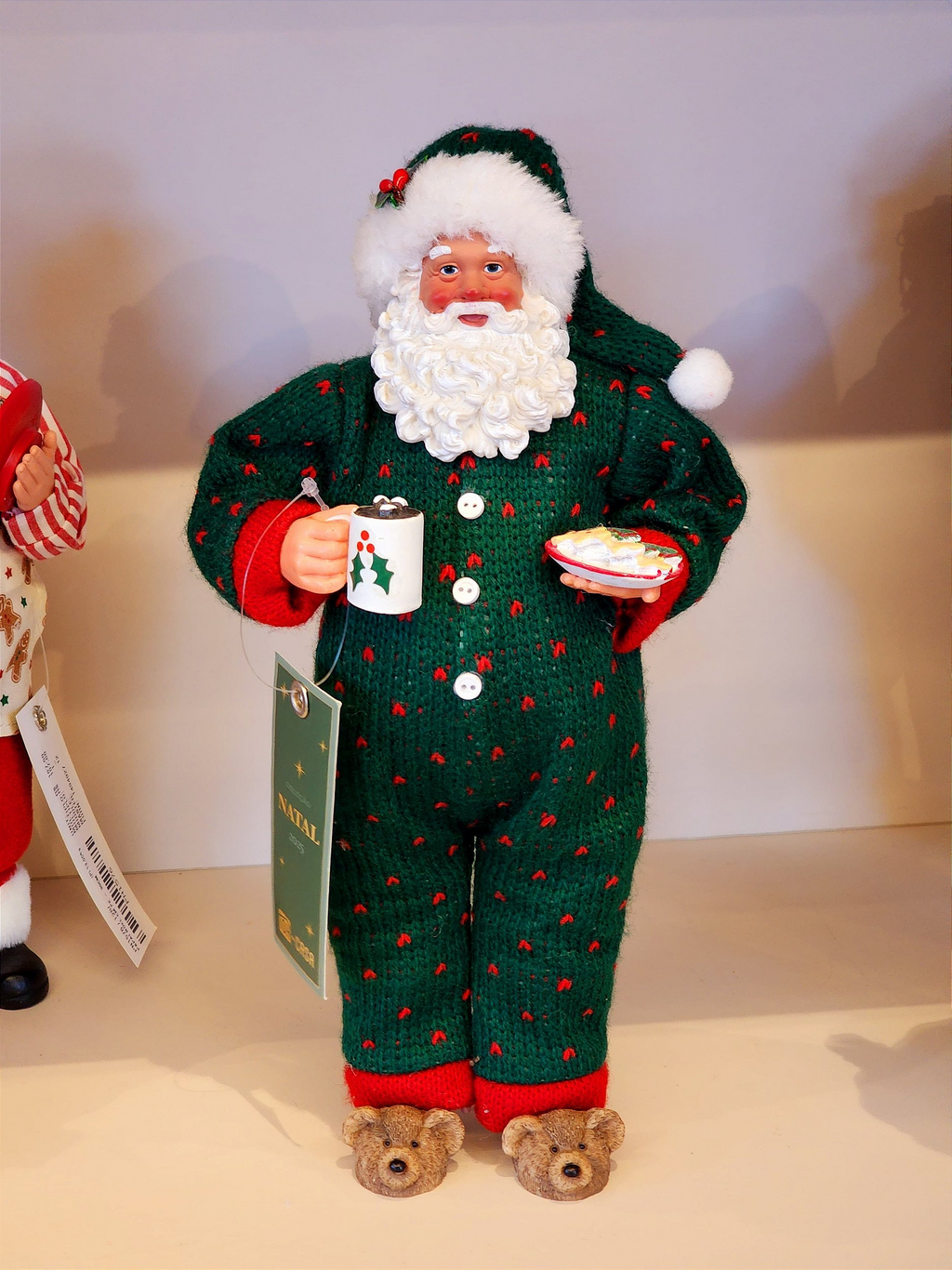 Papai Noel colecionável Pijama verde 28cm