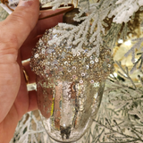 Pendente ornamento vidro soprado nozes prata 11,5cm