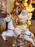 Papai Noel no carrossel dourado e Branco 32cm