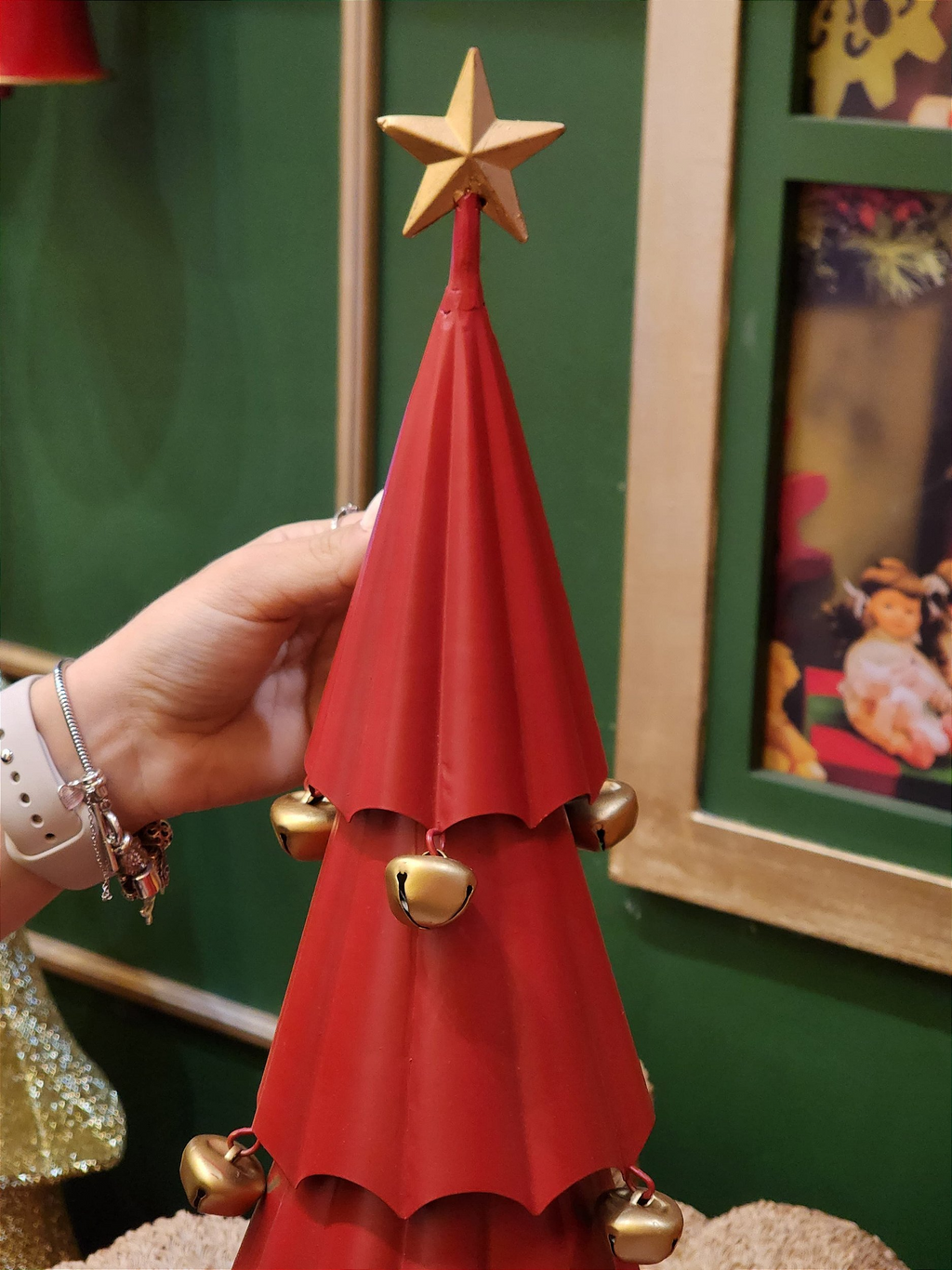 Arvore metal decorativa vermelha 48,5cm