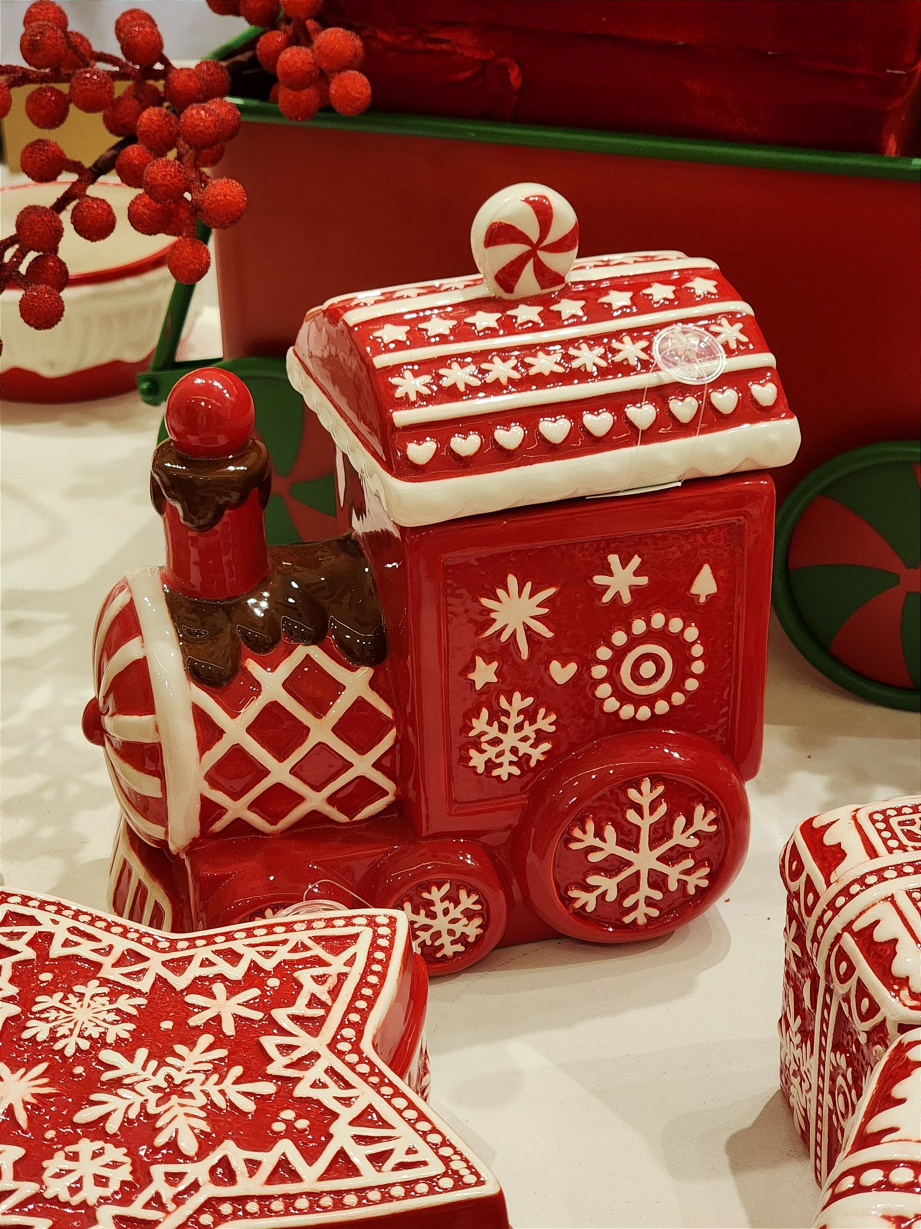 Pote decorativo com tampa trenzinho 22cm