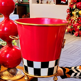Balde de metaldourado com vermelho 28cm
