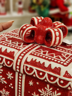 Pote decorativo com tampa caixa de presente 21cm