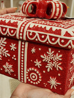 Pote decorativo com tampa caixa de presente 21cm